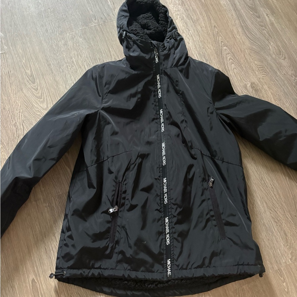 Michael Kors Black Hooded Windbreaker
